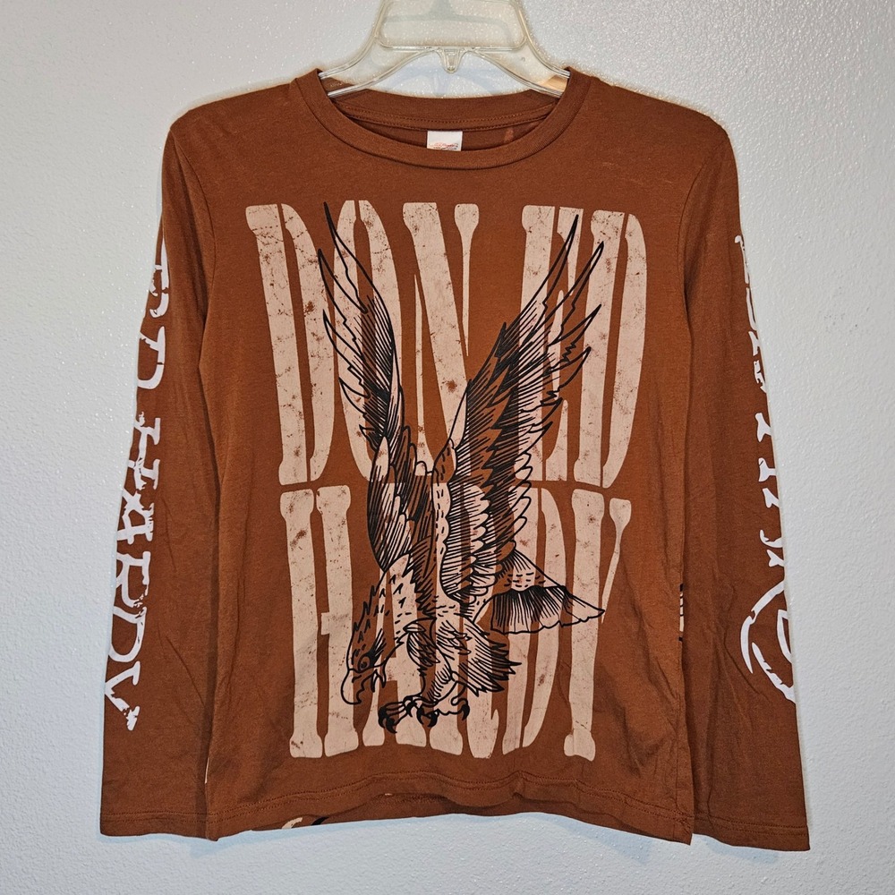 Kids Ed Hardy‎ Long Sleeve T Shirt Brown Eagle Graphic